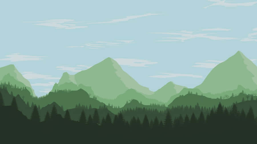 Cartoon Mountain Landscape Wallpaper