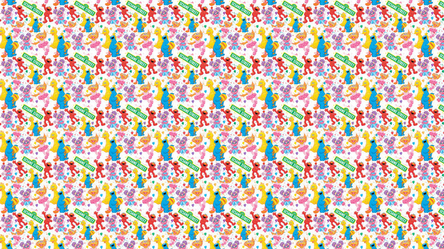 Cartoon Sesame Street Pattern Wallpaper