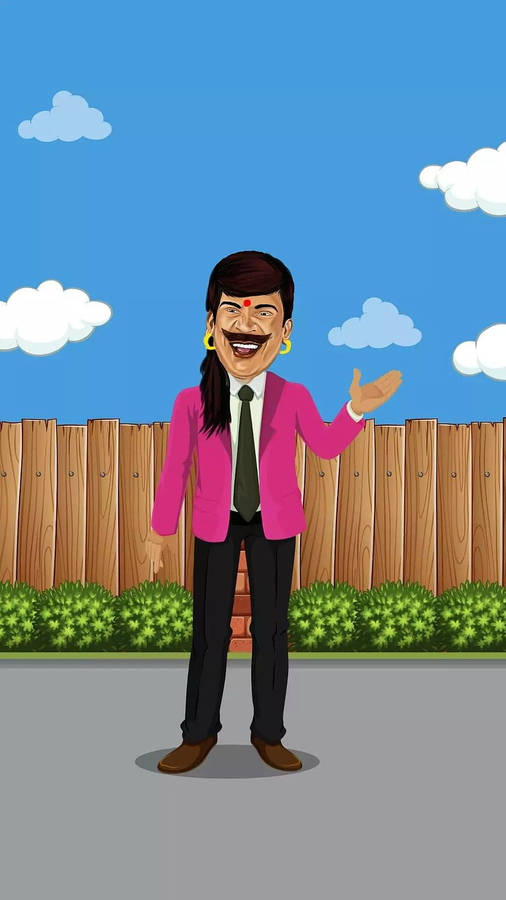 Cartoon Vadivelu In Pink Suit Wallpaper
