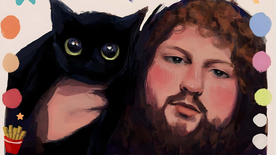 Caseoh Cat Portrait Art Wallpaper