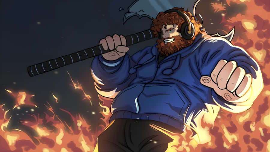 Caseoh Fiery Battle Stance Wallpaper