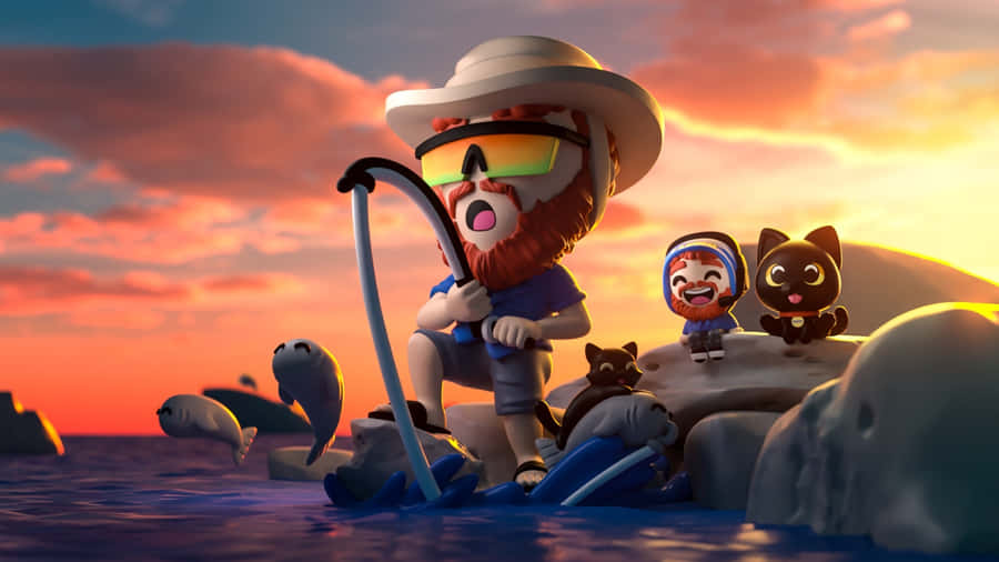 Caseoh Fishing Adventure Wallpaper