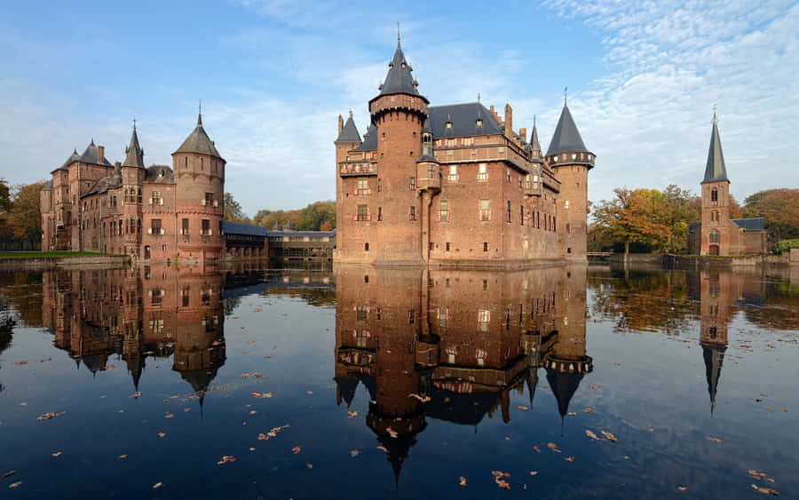 Castle De Haar Reflections Breda Netherlands Wallpaper