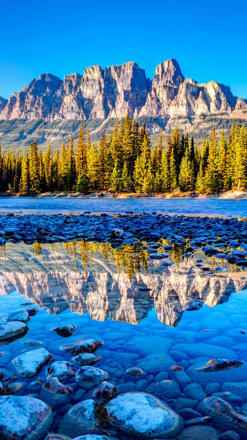 Castle Mountain At Banff National Park Wallpaper