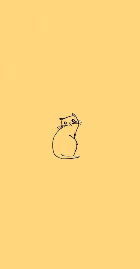 Cat Cute Yellow Aesthetic Wallpaper