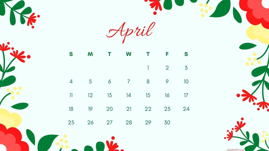 Celebrate April With A Beautiful Floral Calendar! Wallpaper