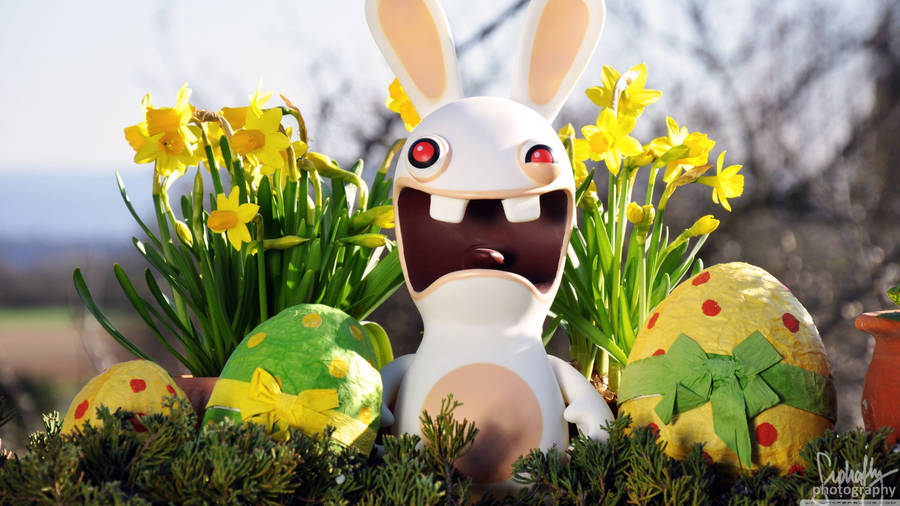 Celebrate Easter With These Colorful Rayman Rabbid Eggs Wallpaper