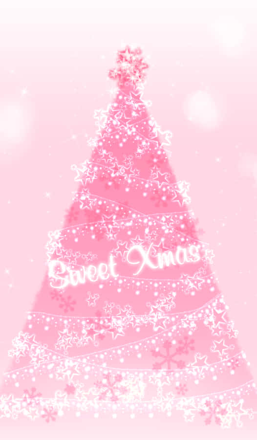 Celebrate The Festive Season In Style With This Cute Pink Christmas Tree Wallpaper