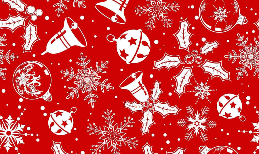 Celebrate The Holidays With Red Aesthetic Christmas Wallpaper