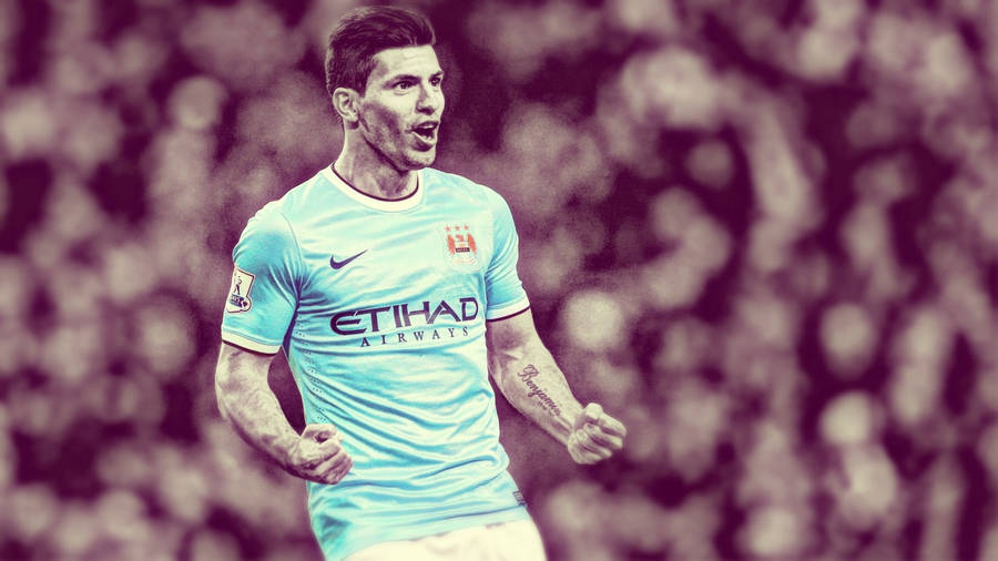 Celebrating With The Fans: Manchester City's Kun Aguero Wallpaper