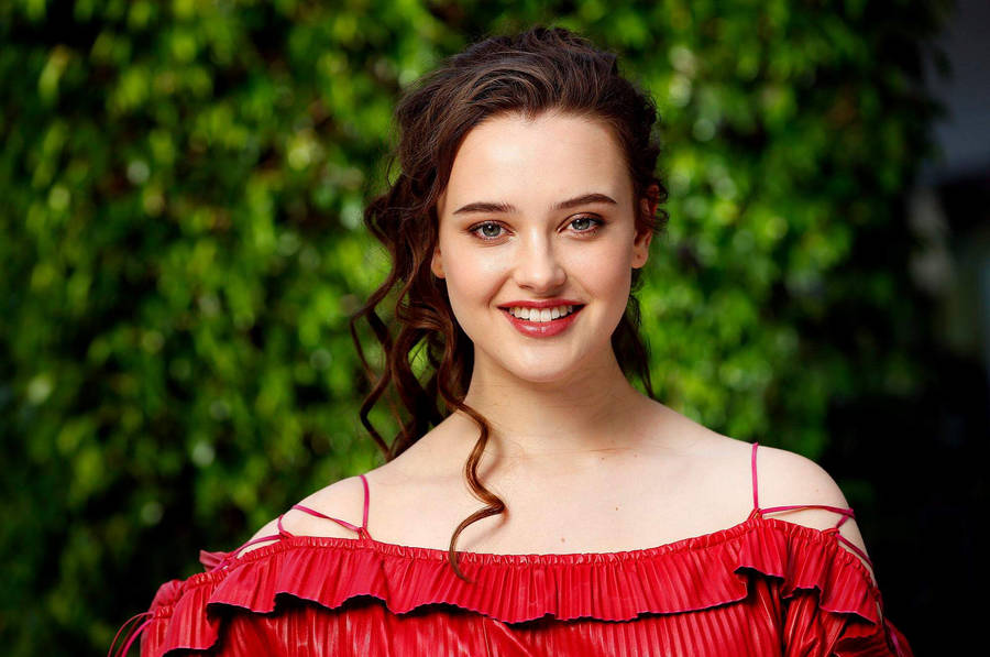 Celebrity Katherine Langford Red Dress Wallpaper
