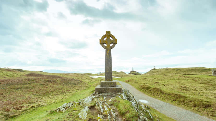 Celtic Cross On Hill Wallpaper