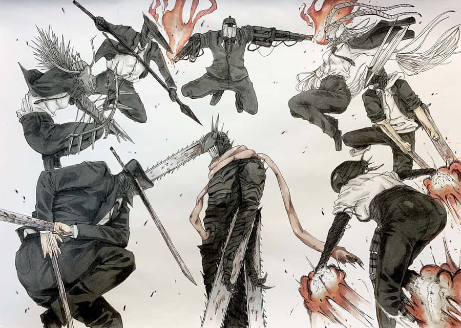 Chainsaw Man Katana Man Battle Wallpaper
