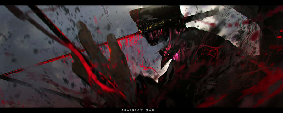 Chainsaw Man Katana Man Battle Scene Wallpaper