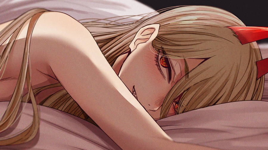 Chainsaw Man Power Lying Down Wallpaper