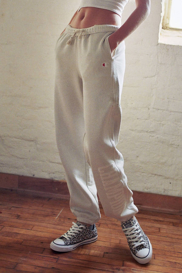 Champion White Jogger Pants Wallpaper