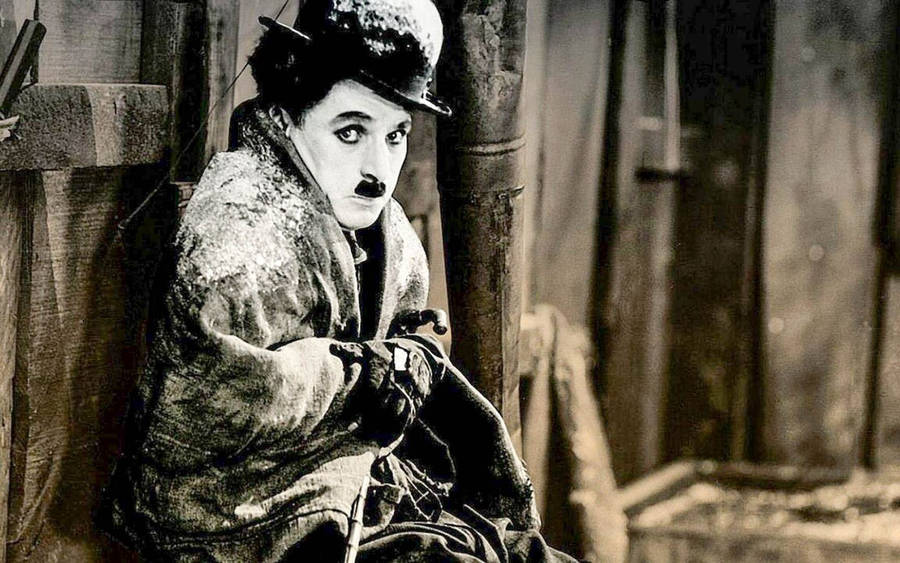 Charlie Chaplin Embracing The Cold Wallpaper