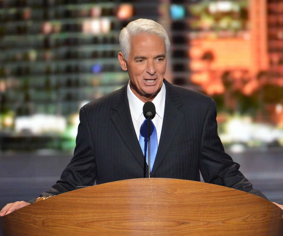 Charlie Crist Wooden Podium Wallpaper