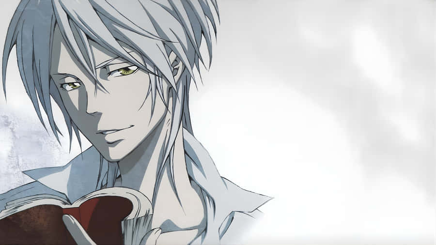 Charming Anime Villain With Book Wallpaper