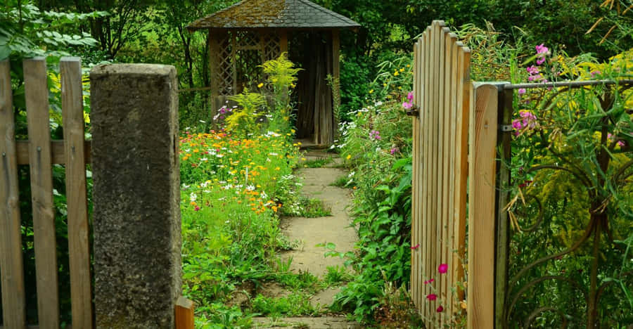Charming Cottage Garden Pathway Wallpaper