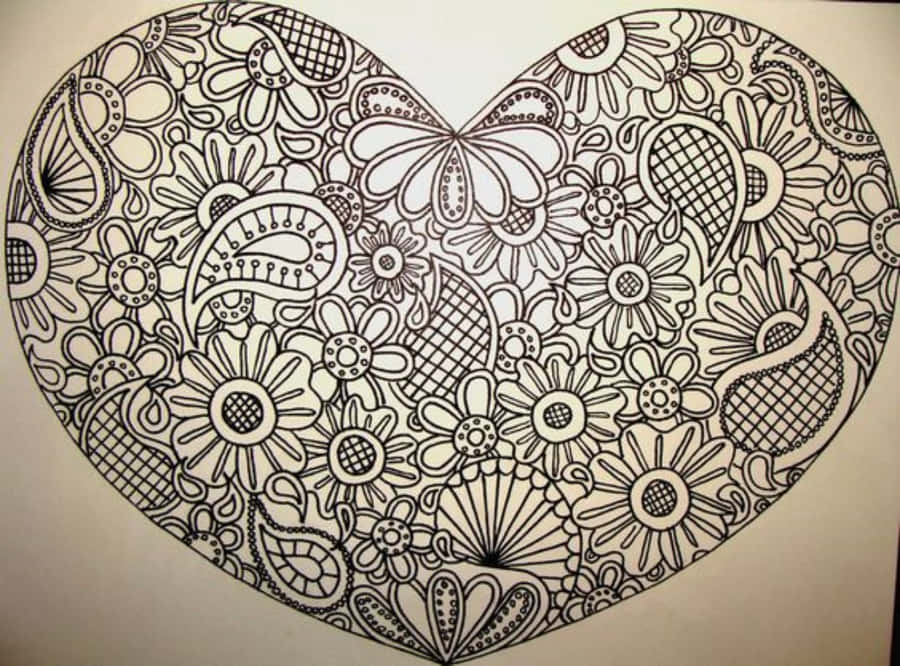 Charming Heart Doodle Artwork Wallpaper