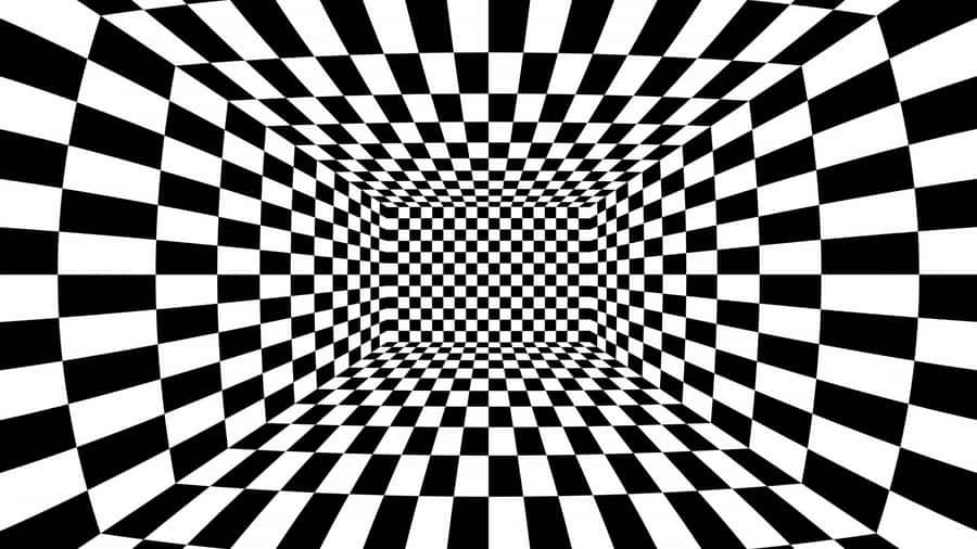 Checkerboard Tunnel Illusion Wallpaper