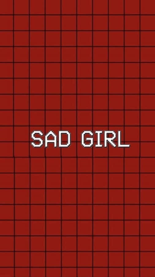 Checkered Sad Girl Text Wallpaper