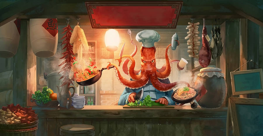 Chef Octopus Wallpaper