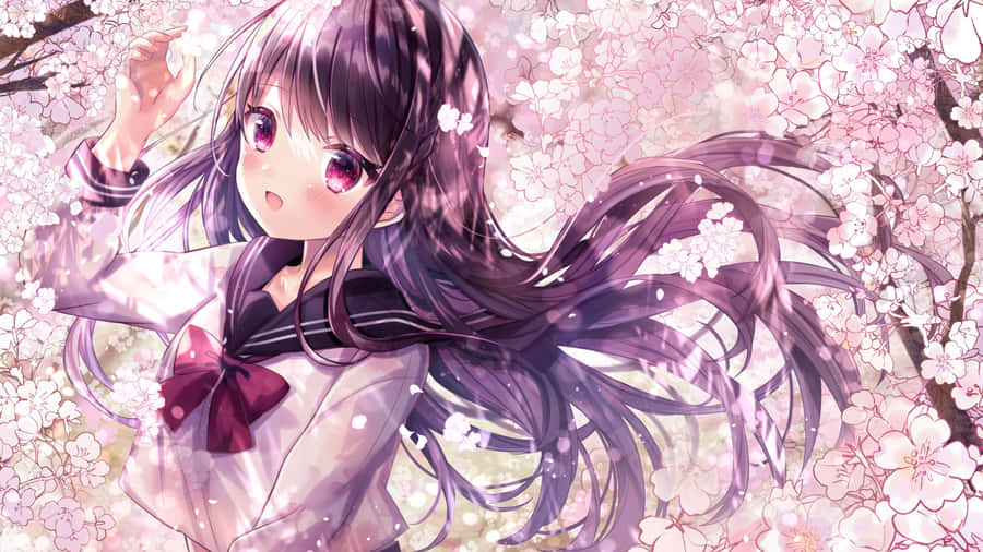Cherry Blossom Anime Girl.jpg Wallpaper