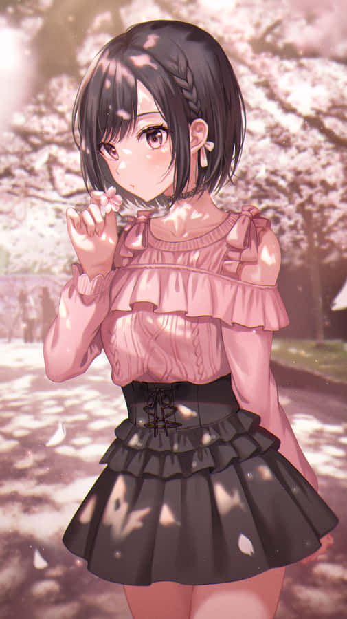 Cherry Blossom Girl Anime Art Wallpaper