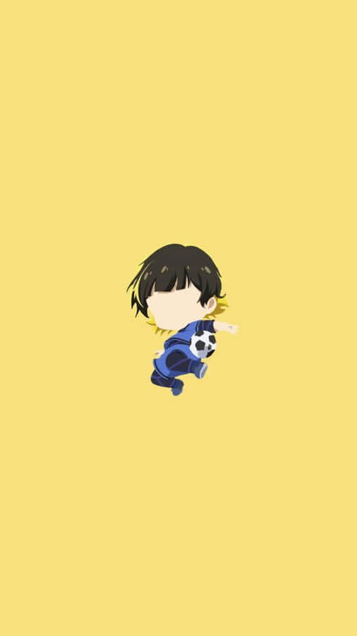 Chibi Soccer Player Yellow Background Wallpaper