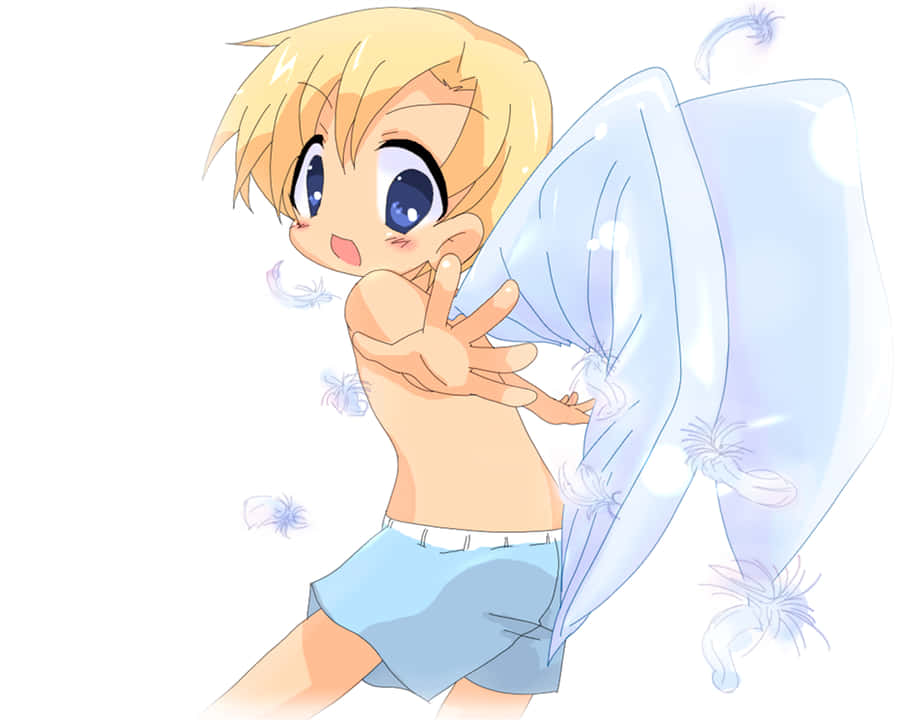 Chibi Style Anime Character With Pillow Wallpaper