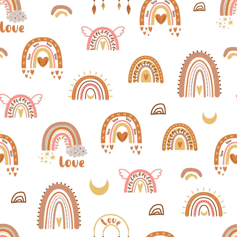 Chic Illustrations Of Rainbows Wallpaper