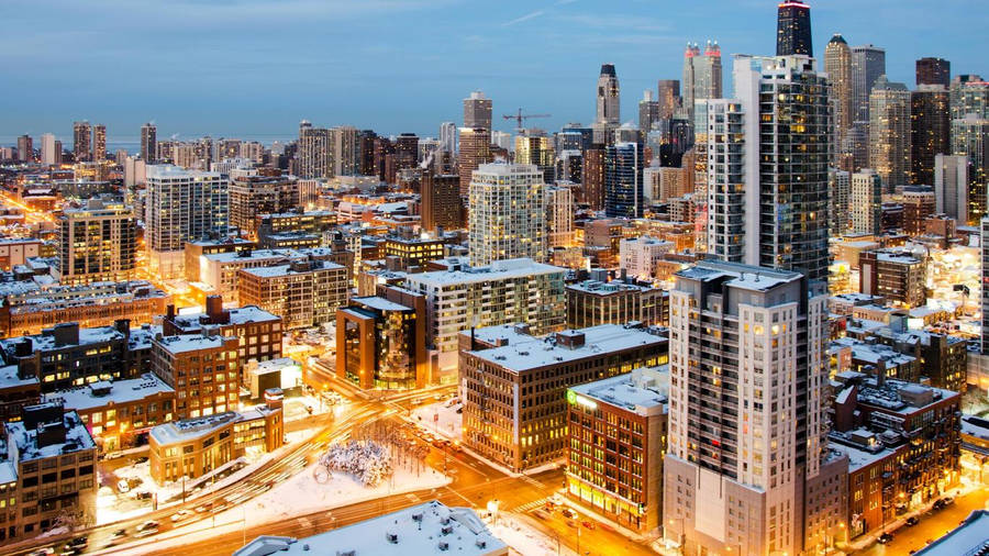 Chicago Illinois' Cityscape During Winter Wallpaper