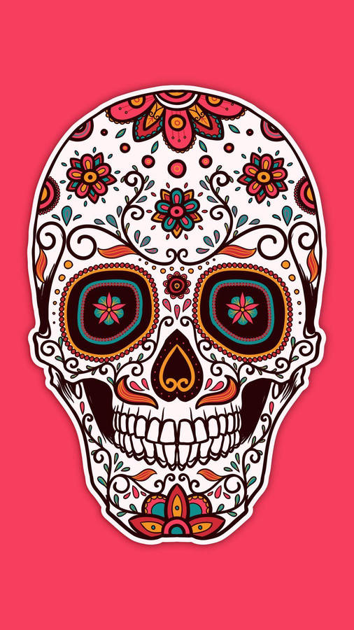 Chicano Floral Skull Art Wallpaper
