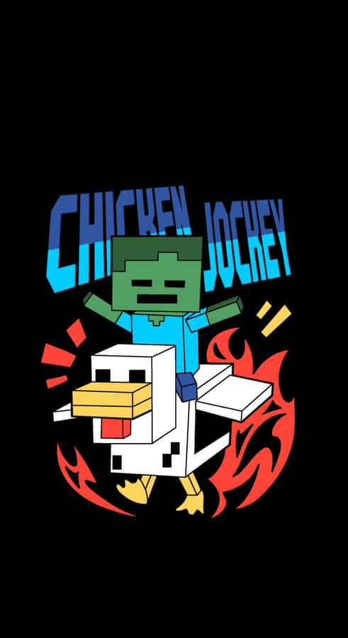 Chicken Jockey Minecraft Design Wallpaper