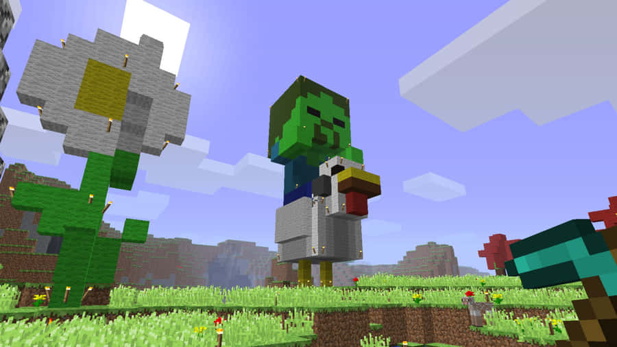 Chicken Jockey Minecraft Mob Wallpaper