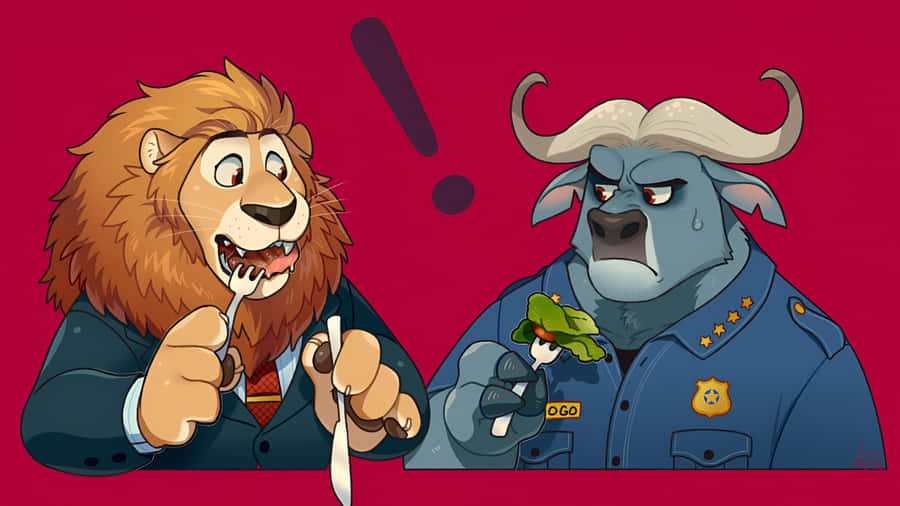 Chief Bogo And Lion Character Wallpaper