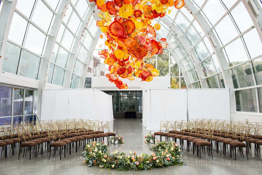 Chihuly Glass Flowers Ceiling Event Space Wallpaper