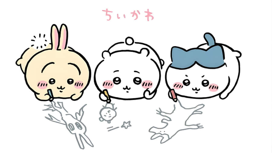 Chiikawa Characters Drawing Wallpaper