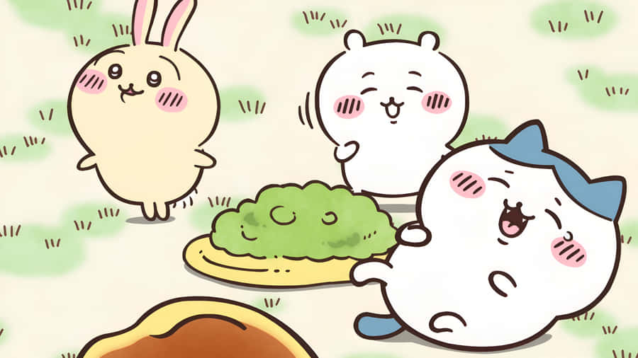 Chiikawa Characters Enjoying Nature Wallpaper