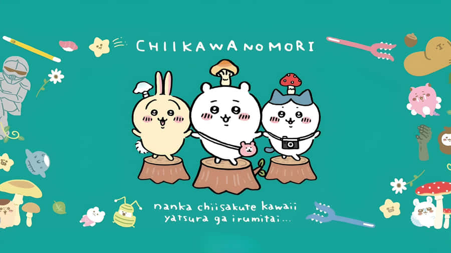 Chiikawa Characters Forest Wallpaper