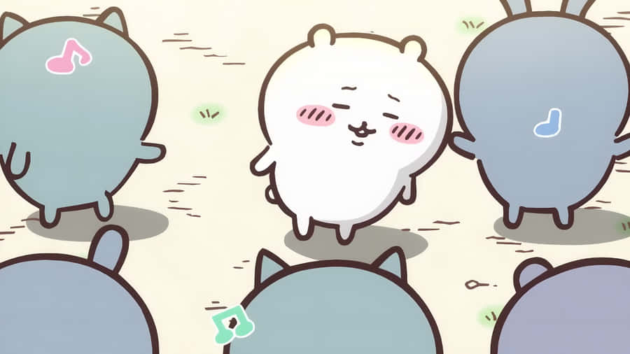 Chiikawa Dancing Fun Wallpaper