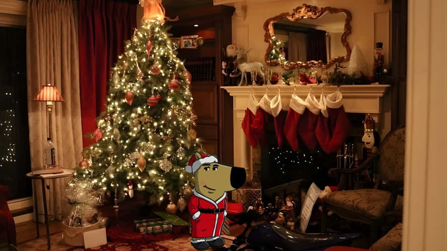 Chill Guy Christmas Celebration Wallpaper