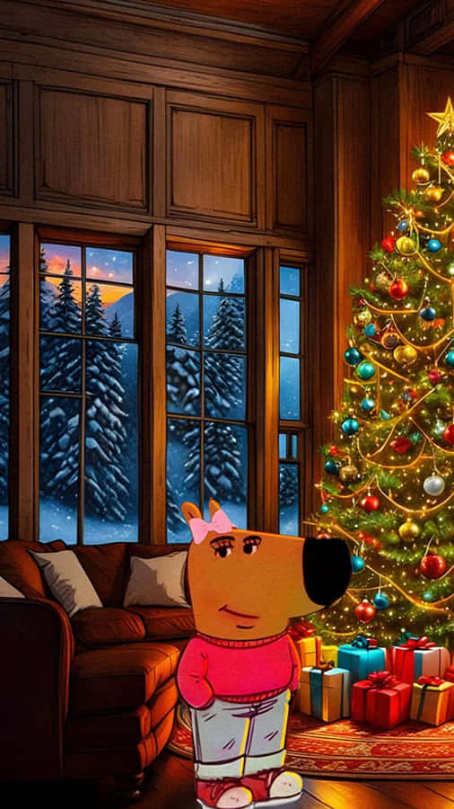 Chill Guy Christmas Cozy Scene Wallpaper