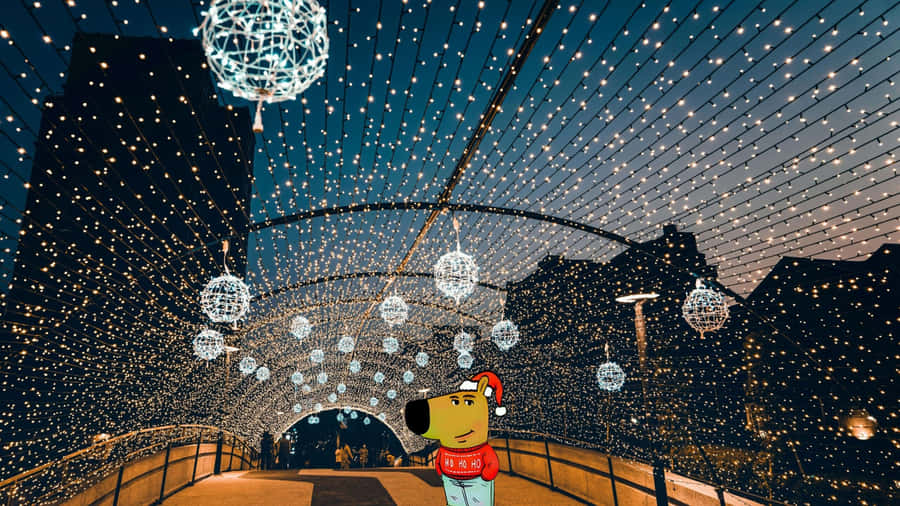 Chill Guy Christmas Lights Wallpaper