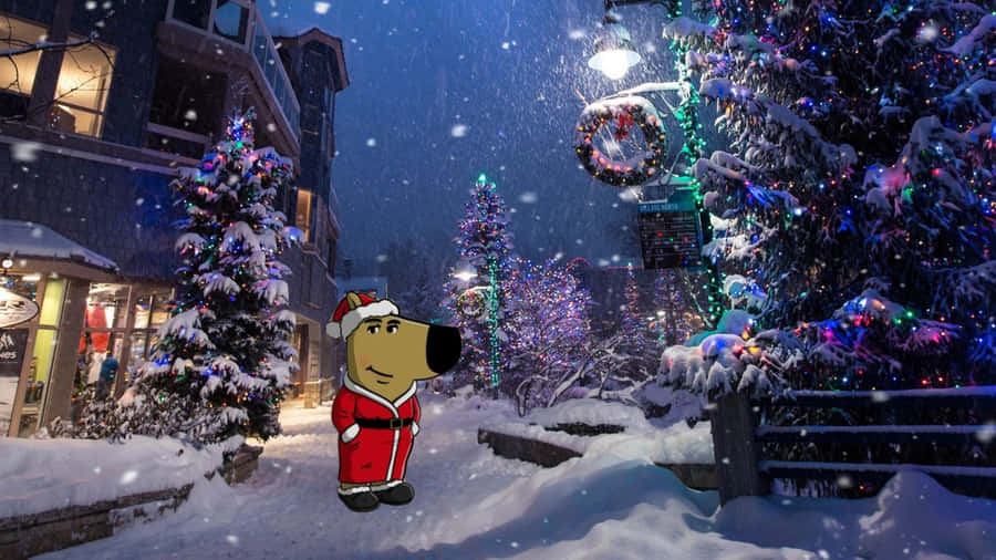 Chill Guy Christmas Night Wallpaper