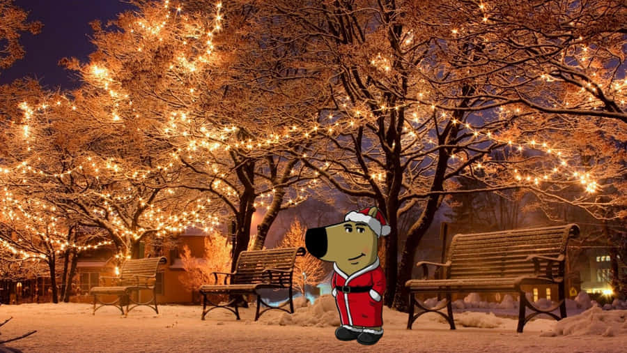 Chill Guy Christmas Scene Wallpaper