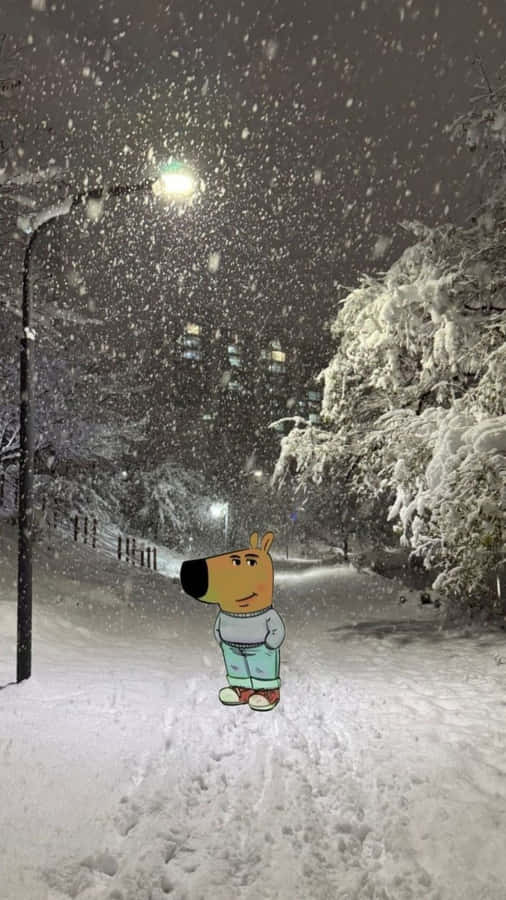 Chill Guy Christmas Snowfall Wallpaper