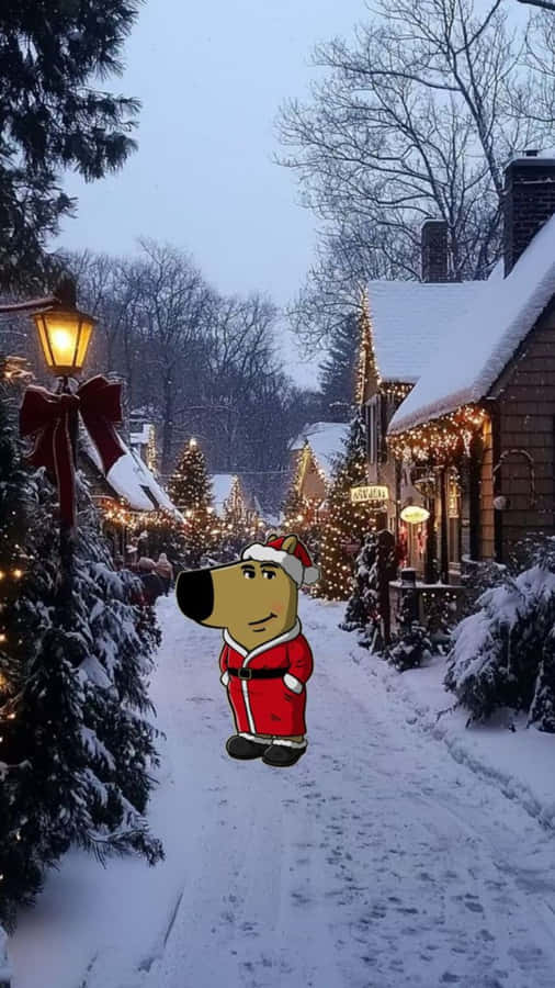 Chill Guy Christmas Village Wallpaper